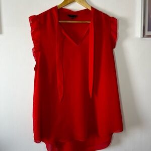 RW&CO. Sleeveless Red Tie-Neck Blouse